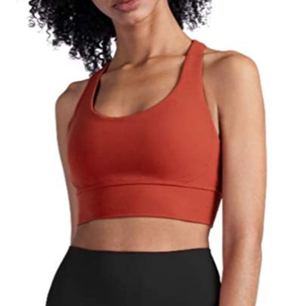 Red Strappy back long line sports bra - Picture 2 of 14